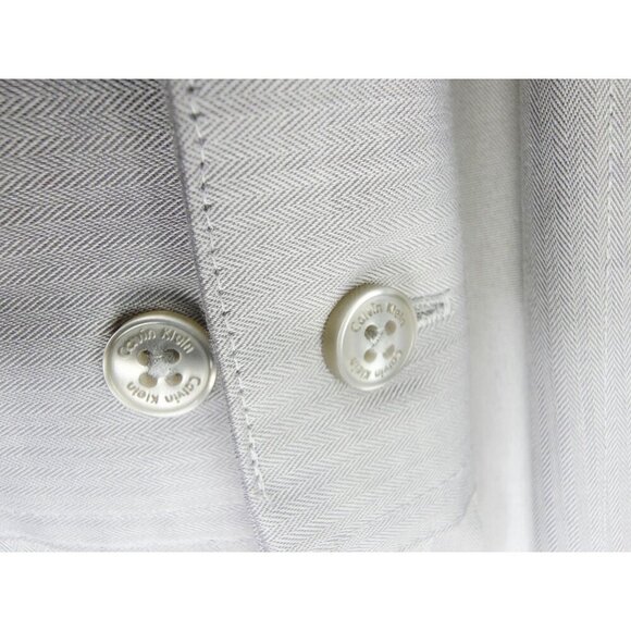 Calvin Klein Slim Fit Non Iron Size 17.5 32-33 Men Gray Performance Cotton Shirt - Picture 7 of 10